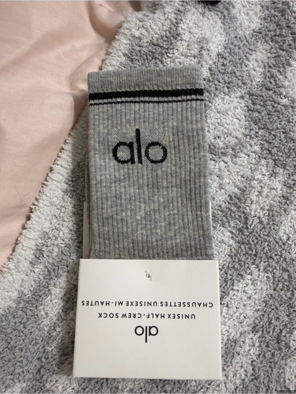 ALO Yoga Grey Socks with Black Logo
